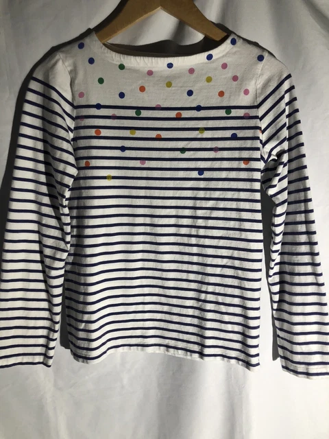 Mini Boden Johnnie b Long Sleeve Shirt Girl Size 13-14 Striped Polka Dot