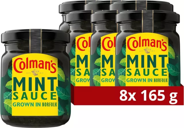 Colman's Mint Sauce made with Norfolk grown mint 165 g Case of 8 -Free Postage