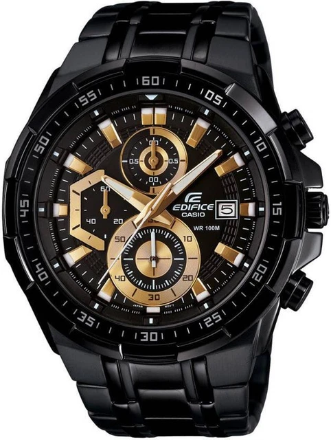 CASIO EDIFICE Chronograph Stainless Steel Black Gold Dial Watch