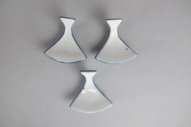Japanese Porcelain Chopstick Rest Set 3pc Vtg Hashioki Ginkgo leaf CR115