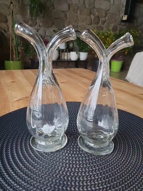Bouteille Huile Olive Inox 2 Bouteilles Huile Verre 500ml Avec Bec Verseur Inox - Distributeur Vinaigre Et Huile D'Olive Pour Cuisine