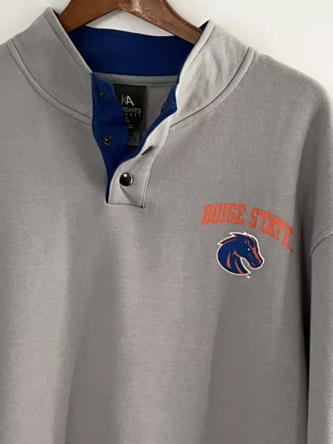 Boise State 3 Snap Men's Long Sleeve Sweatshirt LARGE Gray with Blue & Orange 2