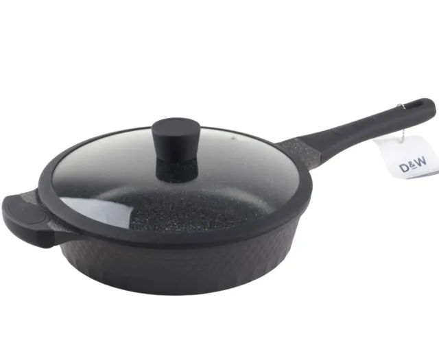 D&W Deane & White 3.9 qt Saute Pan Skillet Non Stick Frying Pan with Lid Black
