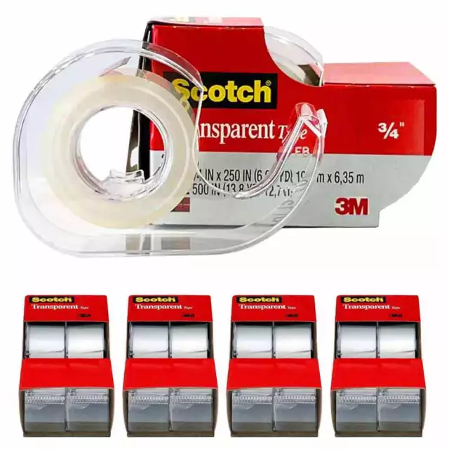 Clear Transparent Tape Rolls 3/4 x 1000 Dispenser Refill 16 Tape Rolls  Scotch