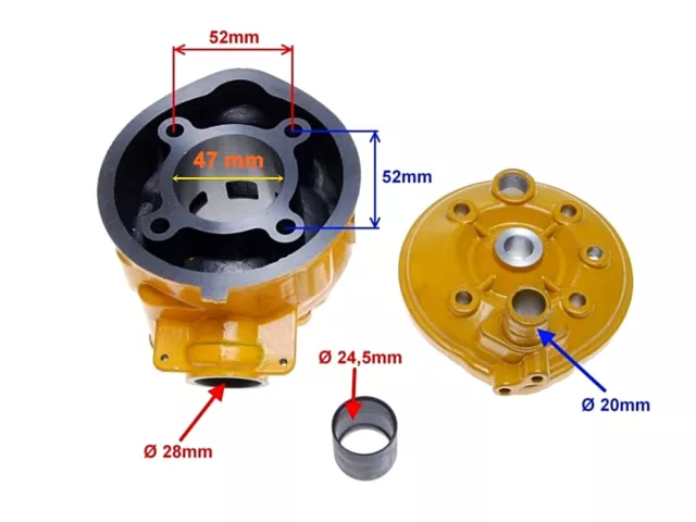 Cylindre kit Minarelli AM6 70cc 47mm YAMAHA MBK APRILIA RIEJU SHERCO BETA 3