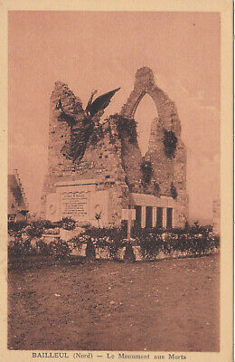 Old postcard cpa/bailleul nord le monument aux morts