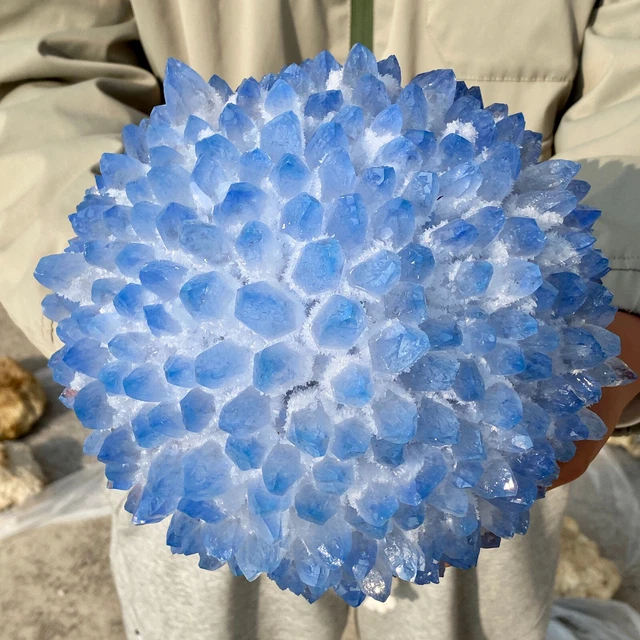 11.9LB New Find BLUE Phantom Quartz Crystal Cluster Mineral Specimen Healing 7