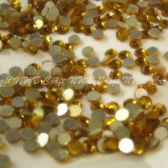 Yellow Gold Hotfix Iron On Glass Rhinestones Flat Back Crystals Diamante Gems