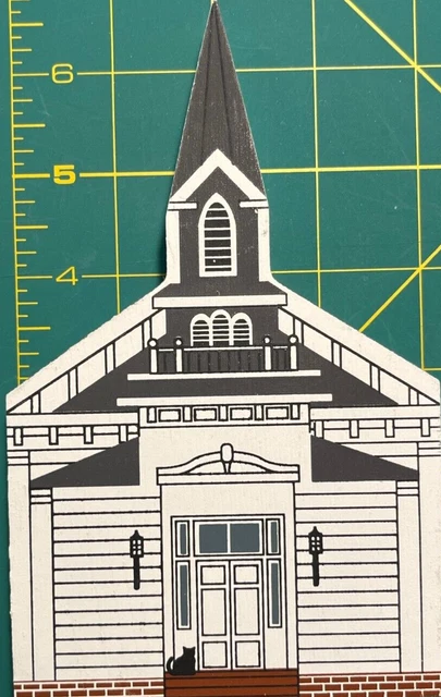 Lewes Delaware Cats Meow Presbyterian Church Wooden Shelf Sitter Signed 1992