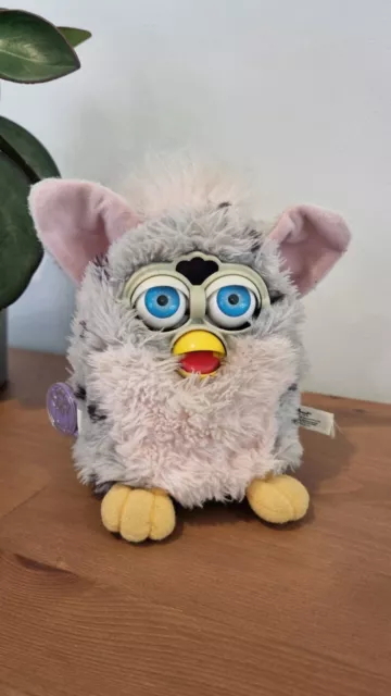 Furby Leopard Pink & Gray with Black Spots Blue Eyes