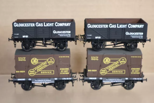 Airfix Lima Set Gebaut Rake Von 4 GWR Gloucester Licht Offen & Behälter Waggon