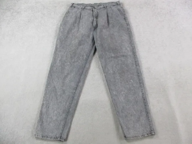 VINTAGE Levis Jeans Mens 36x32 Black Gray Silver Tab Baggy Pleated USA Made 80s