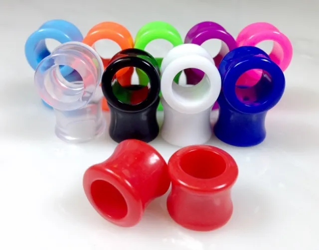 PAIR Solid Color Ear Tunnels Plugs Gauges Earlets - 3mm through 30mm available