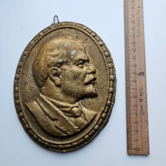 Targa Busto In Metallo Bassorilievo Originale Russo Vladimir Lenin