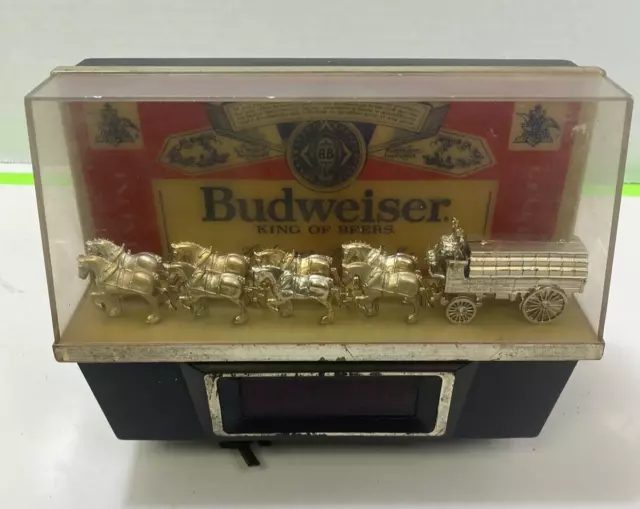 Budweiser beer Clydesdale Horse Team Light Up Clock Sign Bar Needs TLC