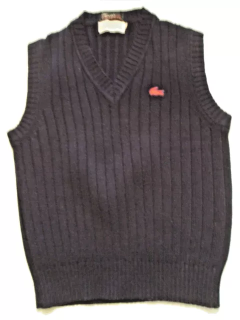 Vintage Izod Lacoste Blue Knit Sleeveless Tennis/Golf Vest Boy's Size 16