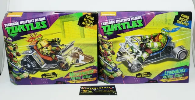 Teenage Mutant Ninja Turtles TMNT LOT Leonardo & Michelangelo Patrol Buggys NEW!