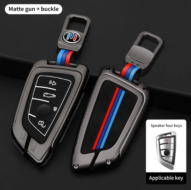 Car Key Case Cover Shell Fob Keychain Gun Gray For X1 X3 X5 X6 X7 F48 F39 F15