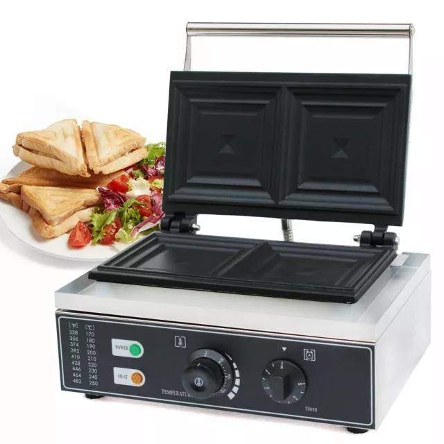 1500W Commercial Sandwich Toaster Nonstick Panini Press Maker  Electric Grill