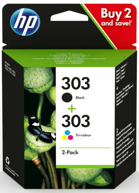 #778 -Multipack Originale  3Ym92Ae Hp 303 Nero + 303 Colore T6N01Ae-T6N02Ae