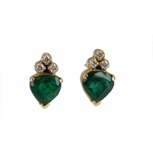 1.50Ct Pear Cut Simulated Emerald & Diamond Stud Earrings 14k Yellow Gold Plated
