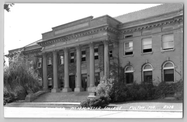 Administration Bldg Westminster College Fulton MO RPPC Photo Vtg Postcard 1950s