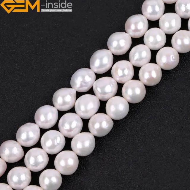 Natural Large Nuclear Edison Pearl Near Round Beads For Jewelry Making 15"