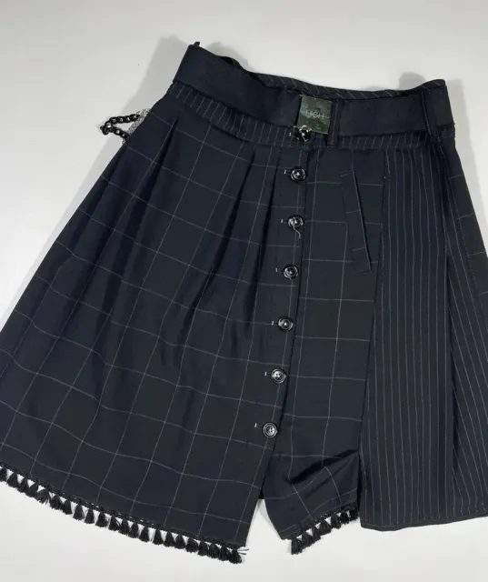 High Use Claire Campbell Plaid Skirt Wool S-M Japanese Asymmetrical Belt Chain