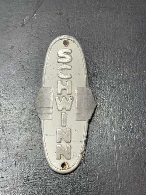 Original Vintage Schwinn Winged Head Badge Bicycle Bike 3” Silver Letters