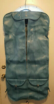 Vintage American Tourister Garment Bag Blue Faux Leather Pockets 24" x 48"