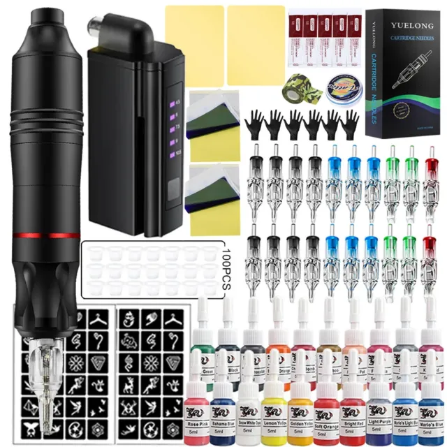 Professional Wireless Tattoo Gun Kits Rotary Machine Pen With Cartridge Needles