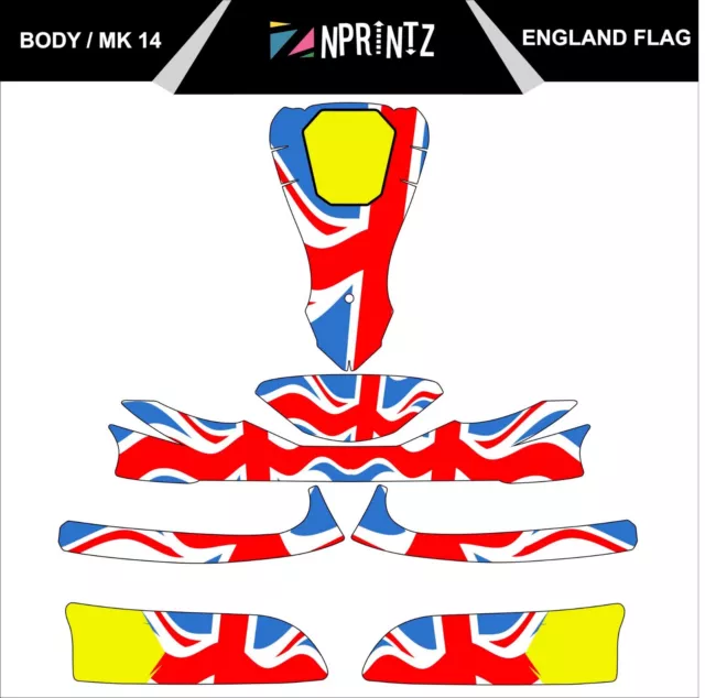 Mk 14 England Full Kart Sticker Kit - Karting - Otk - Evk-Cadet-Rookie