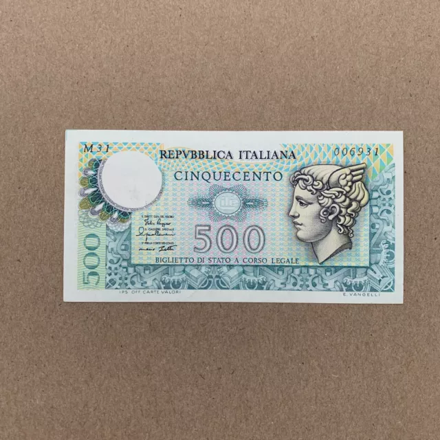 Italy 500 Lire Banknote aUNC Roman God Mercury Currency Italian Paper Money Note