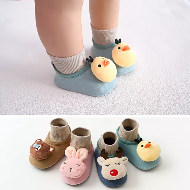 Newborn Baby Girls Boys Toddlers Cozy Warm Slippers Non-Slip Floor Socks Shoes