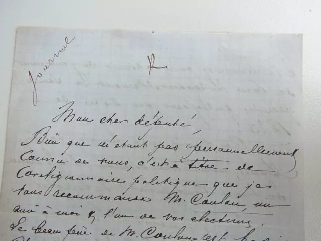 Lettre autographe PARIS 1870 de Édouard SIEBECKER (1829-1901), écrivain 3