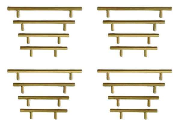 BULK BUY 4 x KITCHEN CABINET DRAWER PULL CUPBOARD HANDLE RAIL T BAR -SATIN BRASS