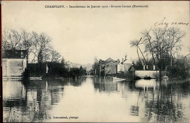 CPA - 94 - CHAMPIGNY - Inondations de Janvier 1910 - Avenue Carnot (Extrémité)