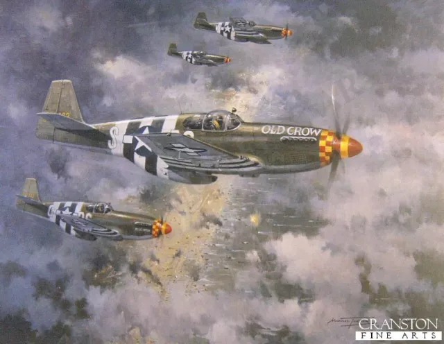 Normandy D Day aviation Art Print  P51 Mustang ace Capt. Bud Anderson