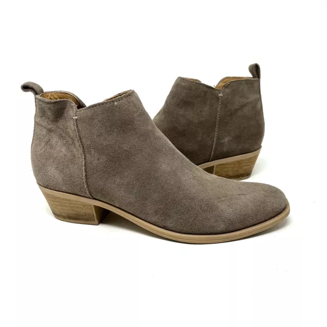 Dolce Vita Women's Putty Suede Taupe Side Zip Leather Low Heel Ankle Booties 9.5