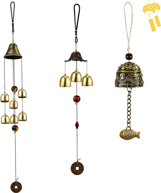3 Pieces Feng Shui Wind Bell Lucky Wind Chimes Chinese Metal Bell Vintage Dragon