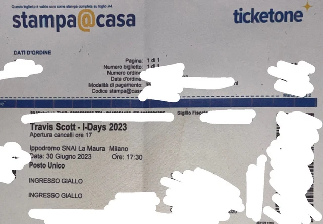 2x Biglietti travis scott milano 30 Giugno 2023 ippodromo San Siro