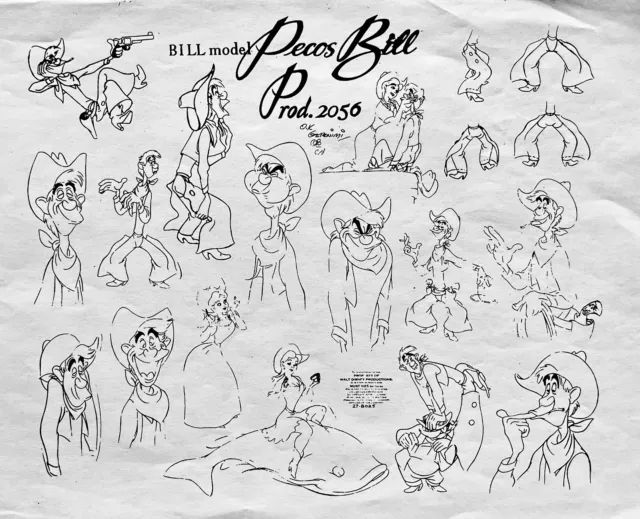 PECOS BILL MELODY TIME Model Sheet Disney ANIMATION Photocopy