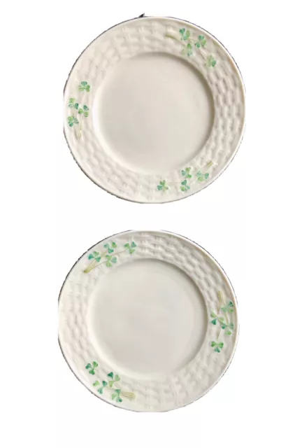 Vintage Belleek  Basket Weave Shamrock  Cake Plate