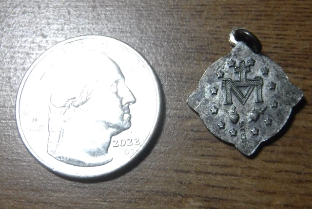 VINTAGE MIRACULOUS MEDAL of The Blessed Virgin Mary, Sterling Silver ...