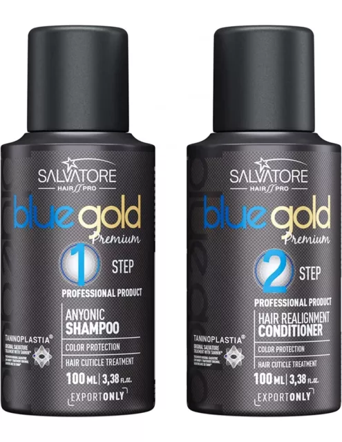Salvatore Blue Gold Premium Tanino Haarglätter-Behandlungsset, 2 x 100 ml Packun