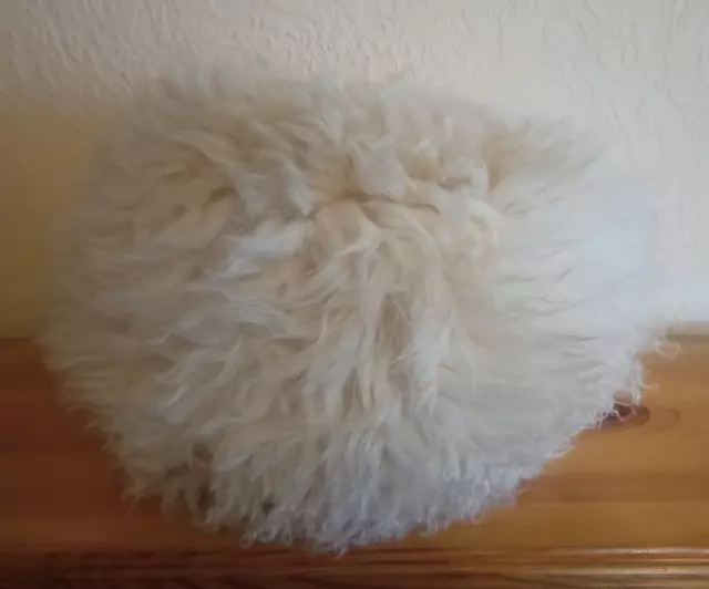 Traditional Caucasian mountain hat made of natural sheep's wool. White "Papakha"