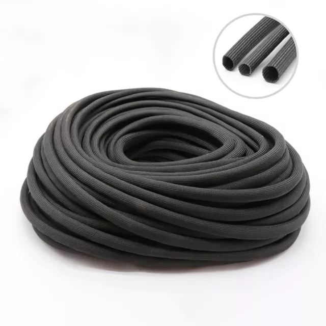 Black Fibreglass High Temperature Sleeving Wire Harness Cable Insulating Tube 2