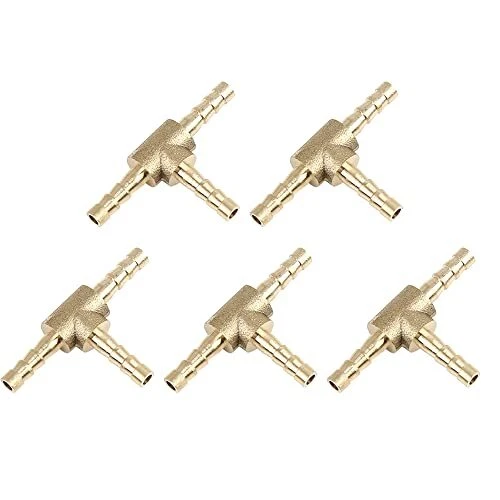 4mm Hose Barb Brass 3 Way Tee Connector Adaptor for Air Water Gas Oil Pipe
