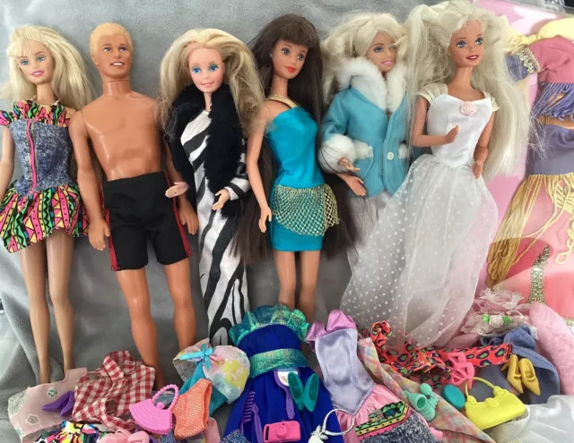 Bundle Of  Vintage Barbie Dolls, Clothes, Shoes & Accessories Inc Ken VGC