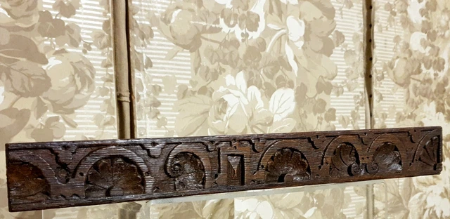 17 th C Flower scroll wood carving pediment Antique french architectural salvage 2